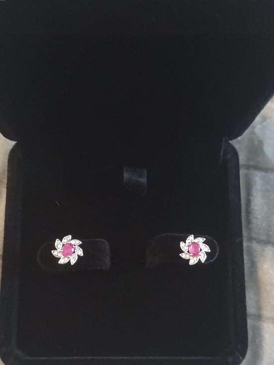 Jewelry - New Genuine Ruby  and Silver  Earrings